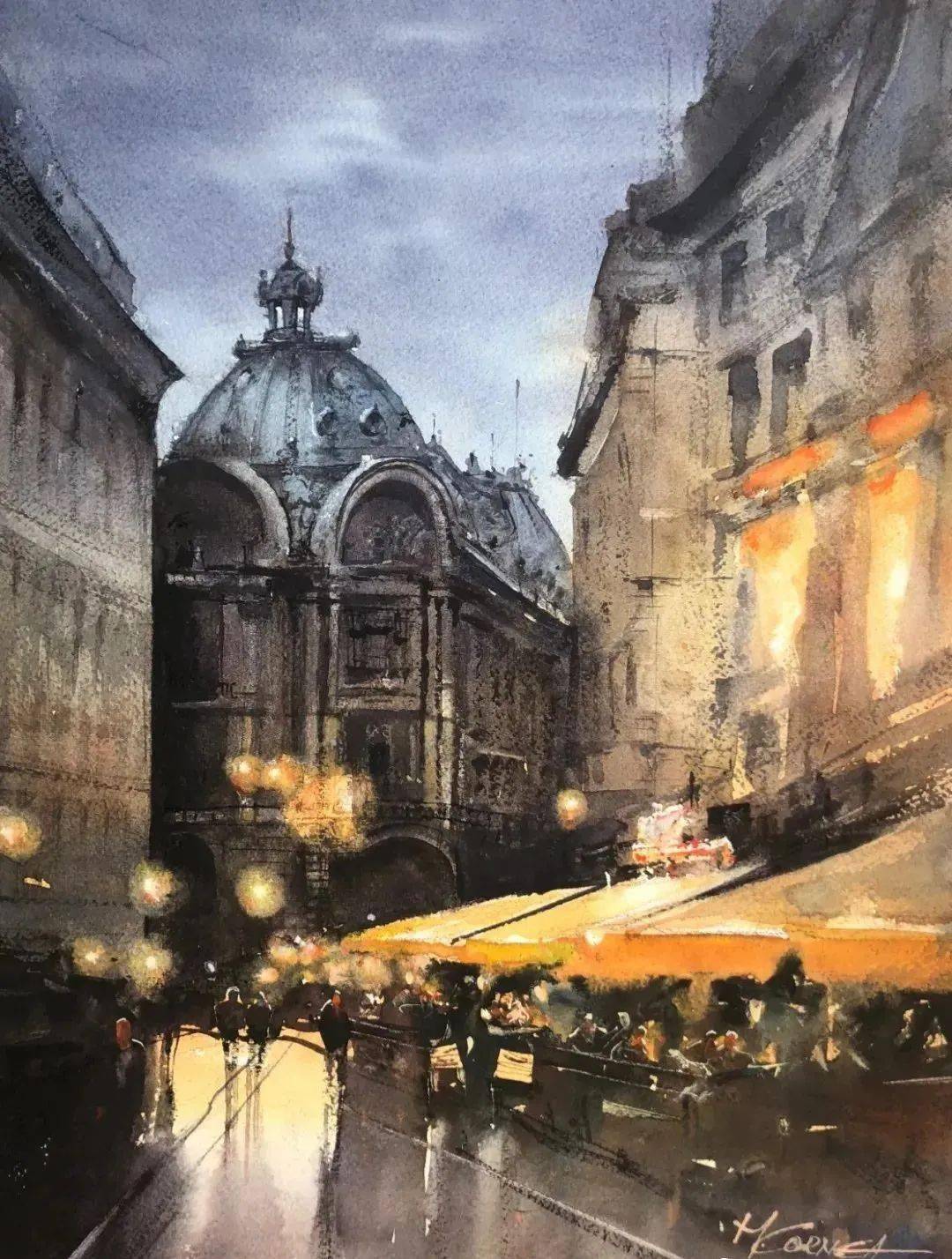 城市的车水马龙,迷人的水彩街景~_侵权_感觉_来源