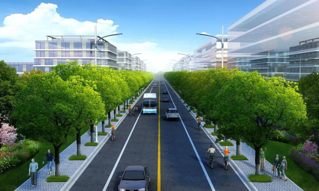 为城市次干道,双向四车道,设计速度40千米/小时.