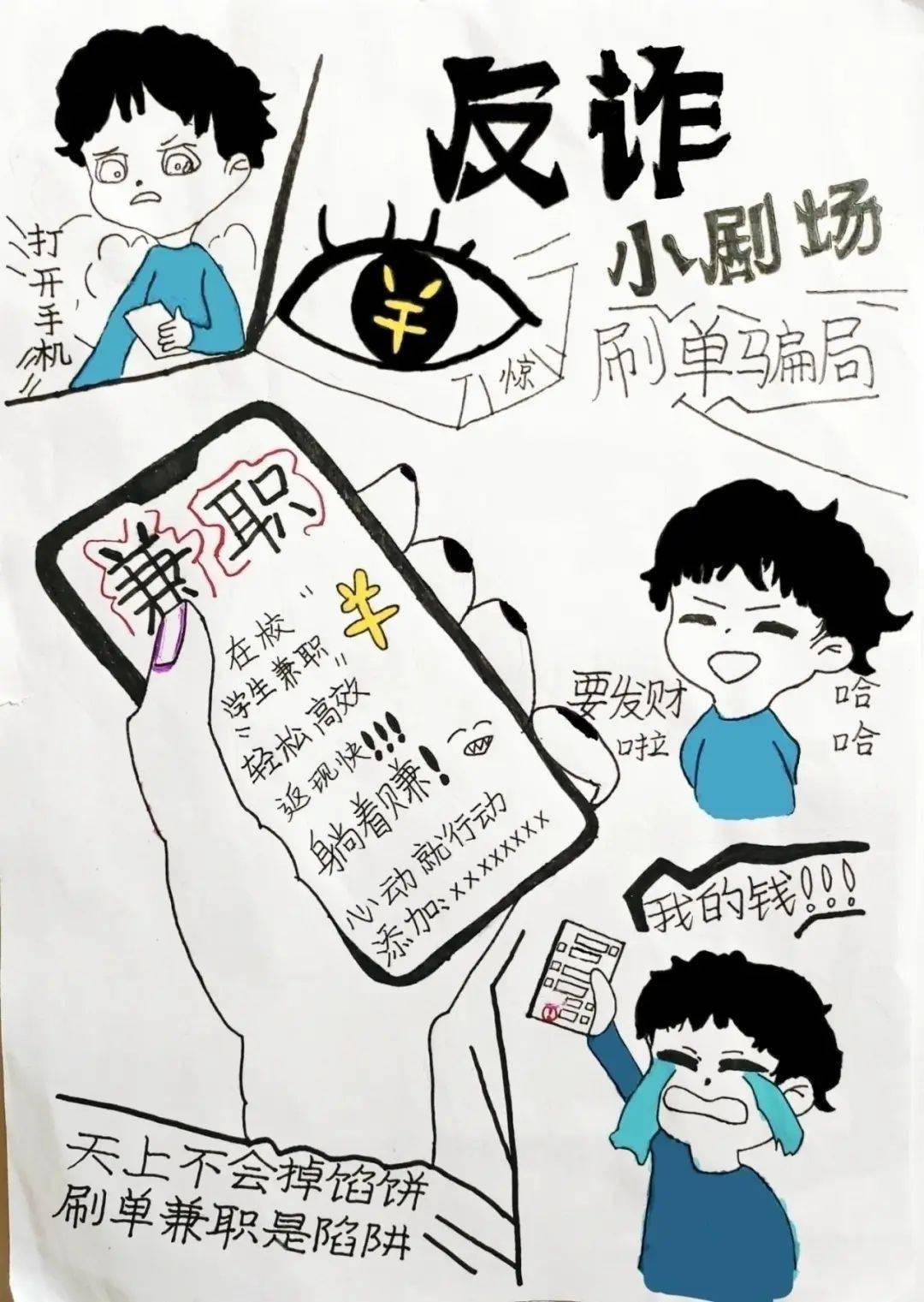 防诈骗四格漫画简单图片