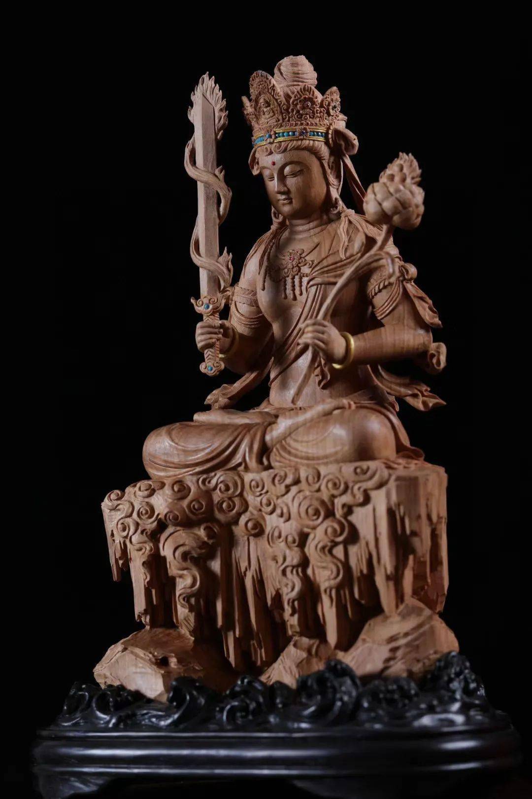 【巨匠严选】印度老山檀·虚空藏菩萨造像_雕塑_文化_领域