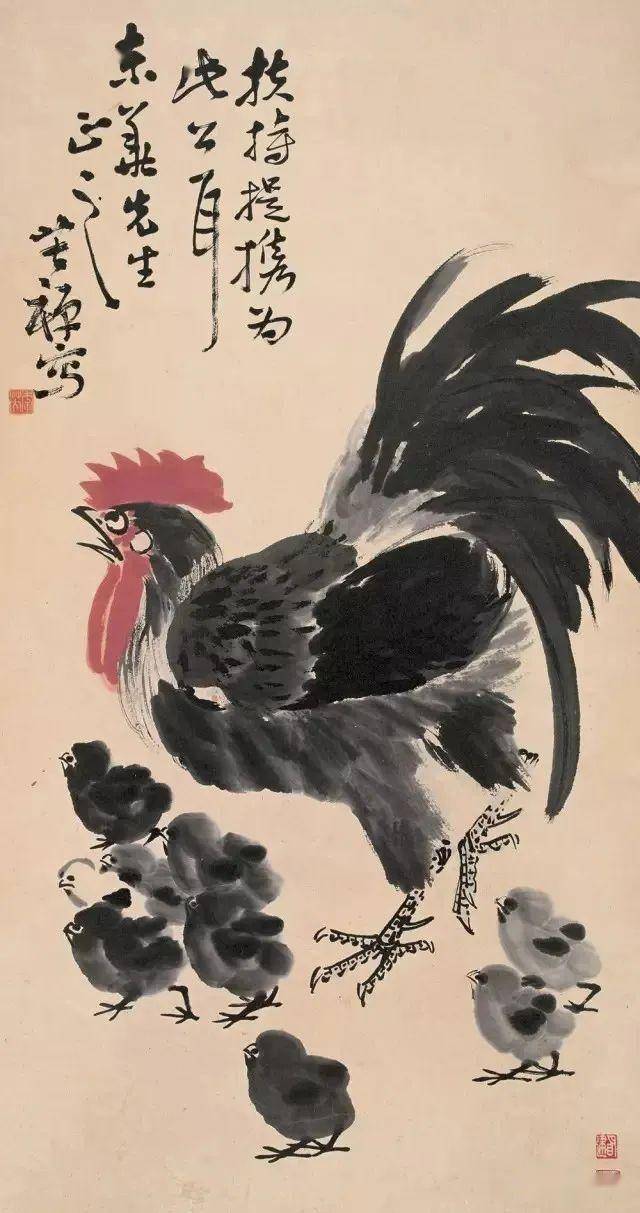 李苦禅画鸡,非常到位