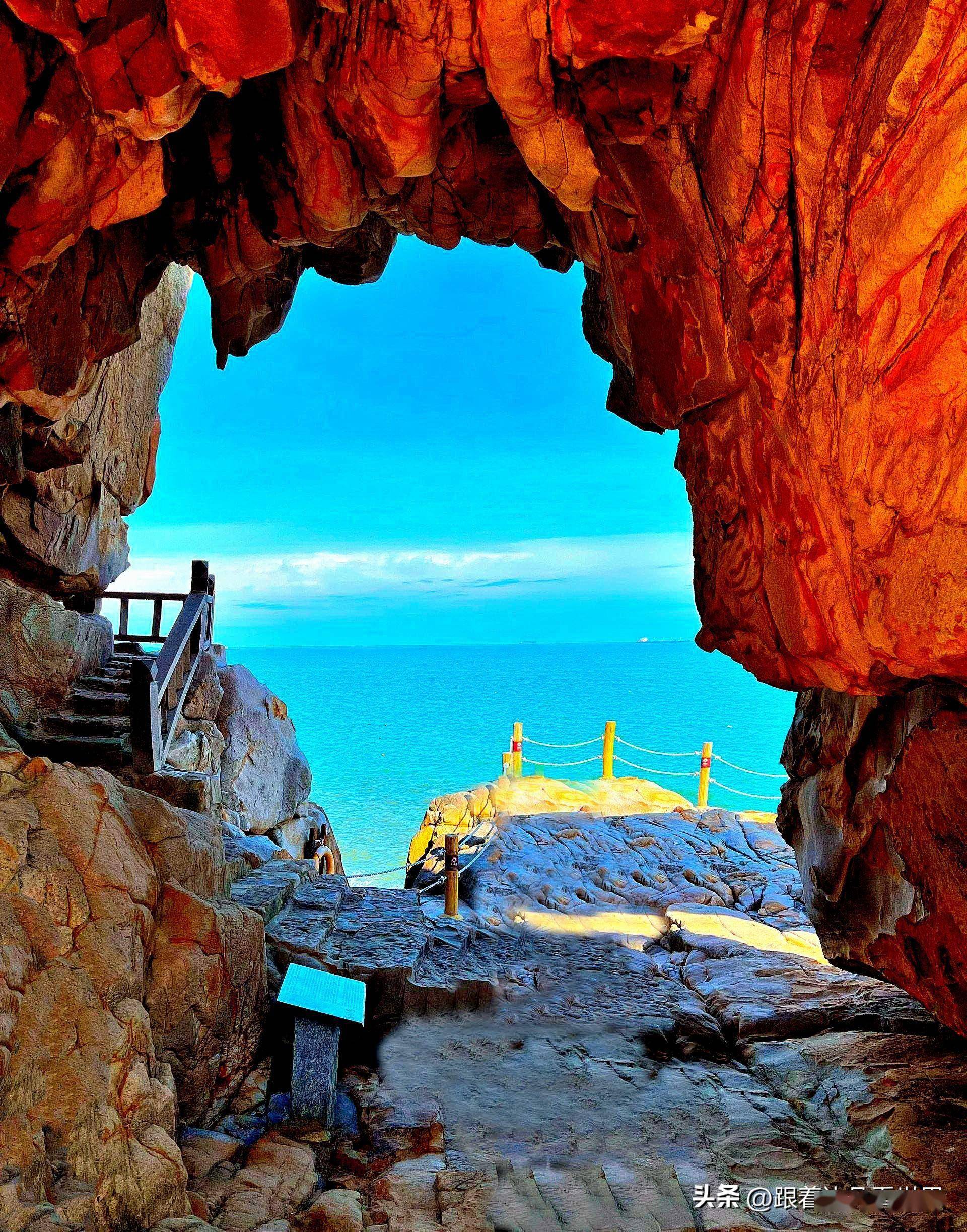 湄洲岛鹅尾山观落日夕阳_沙滩_大海_飞戟