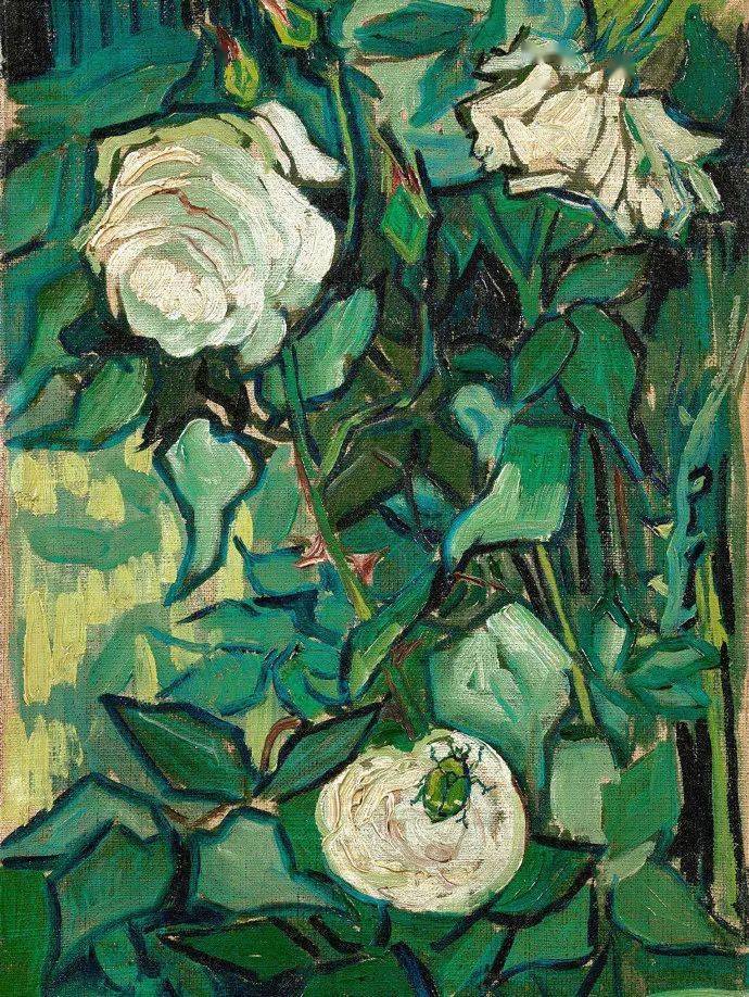 梵高的绘画风格并不是完全写实的,他常常采用抽象化的表现方式,将花朵