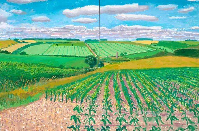 大卫·霍克尼笔下的绿色原野_艺术_英格兰_加州