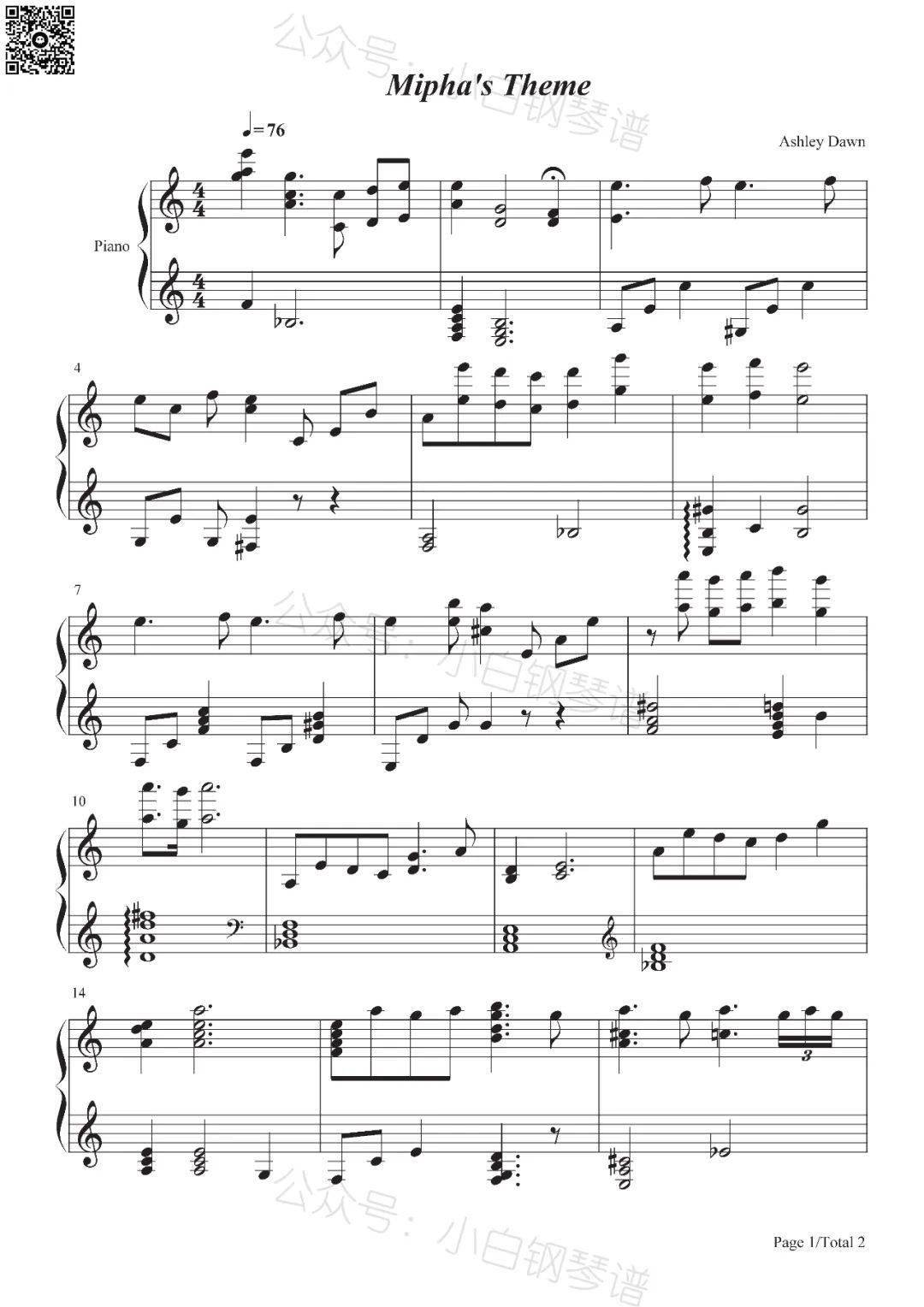 「琴谱︱miphas theme」-米法主题曲-塞尔达传说旷野之息 - makir(含