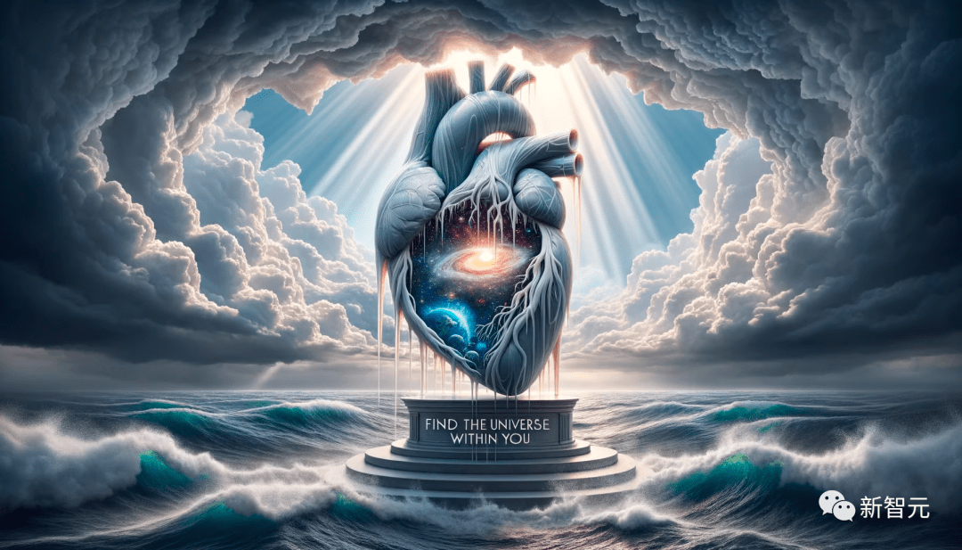 of translucent glass, standing on a pedestal amidst a stormy