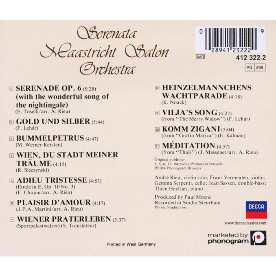 "专测五重奏之一"名盘——《夜莺小夜曲》_安德烈·瑞欧_小提琴_沙龙