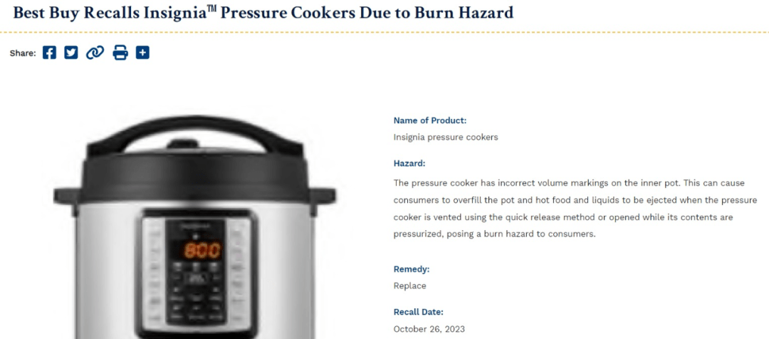 Best Buy Recalls Insignia Pressure Cookers Due To Burn Hazard