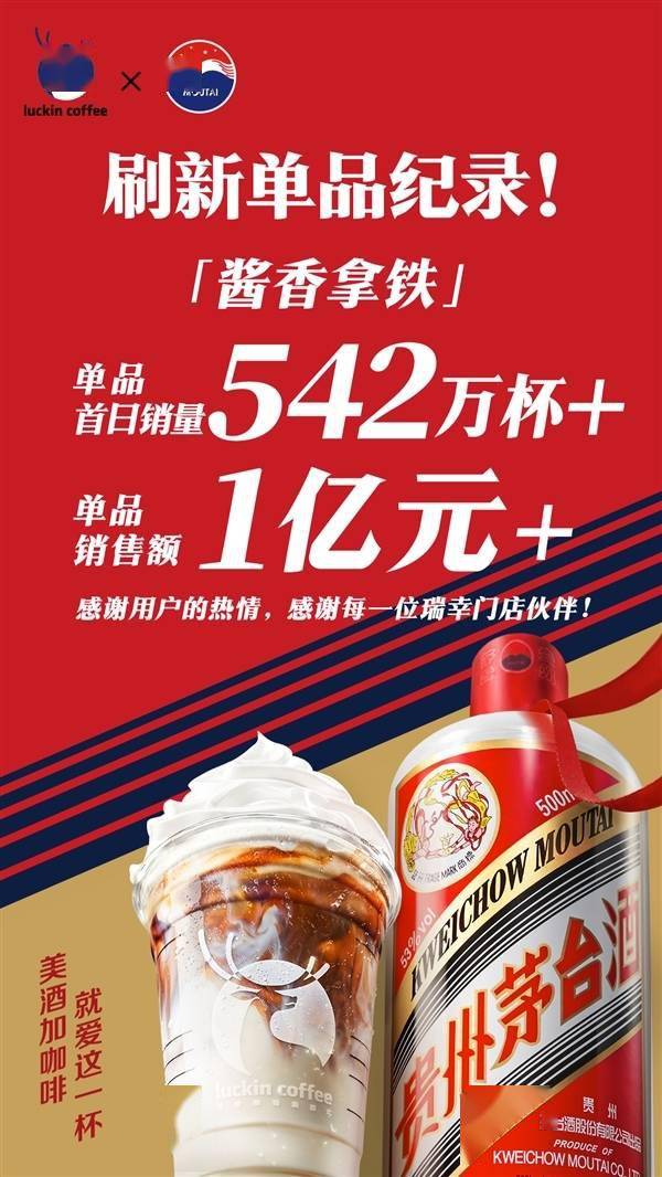 瑞幸咖啡Q3净收入72亿 酱香拿铁刷新瑞幸单品纪录(图1)