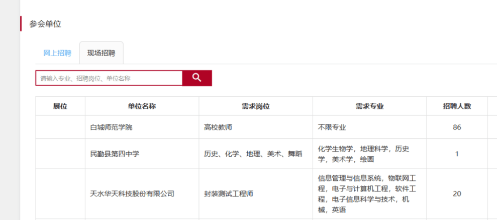 【双选会】毕业生如何查询用人单位及岗位信息