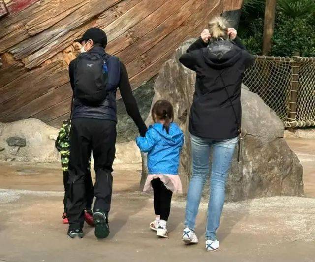 撒贝宁一家迪士尼游玩,龙凤胎大方露正脸,女儿跟爸爸一模一样_李白