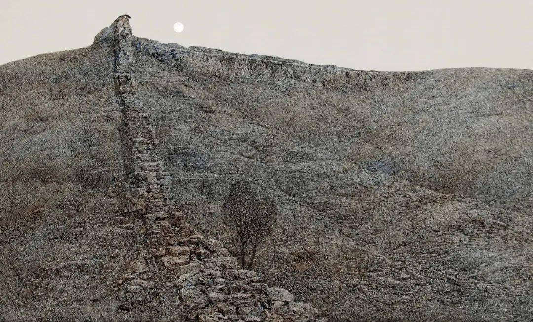 张洪忠 《月出关山-齐长城锦阳关》布面油画120x180cm2015年石小波