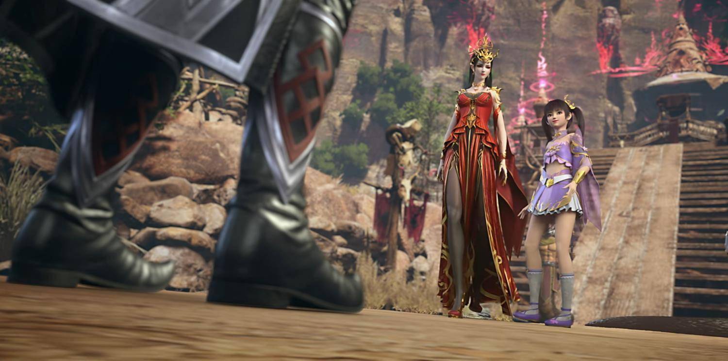 美杜莎纤腰被遮掩,黑丝孕妇装很宽松,穿高跟鞋打架力挺萧炎绝了_长裙