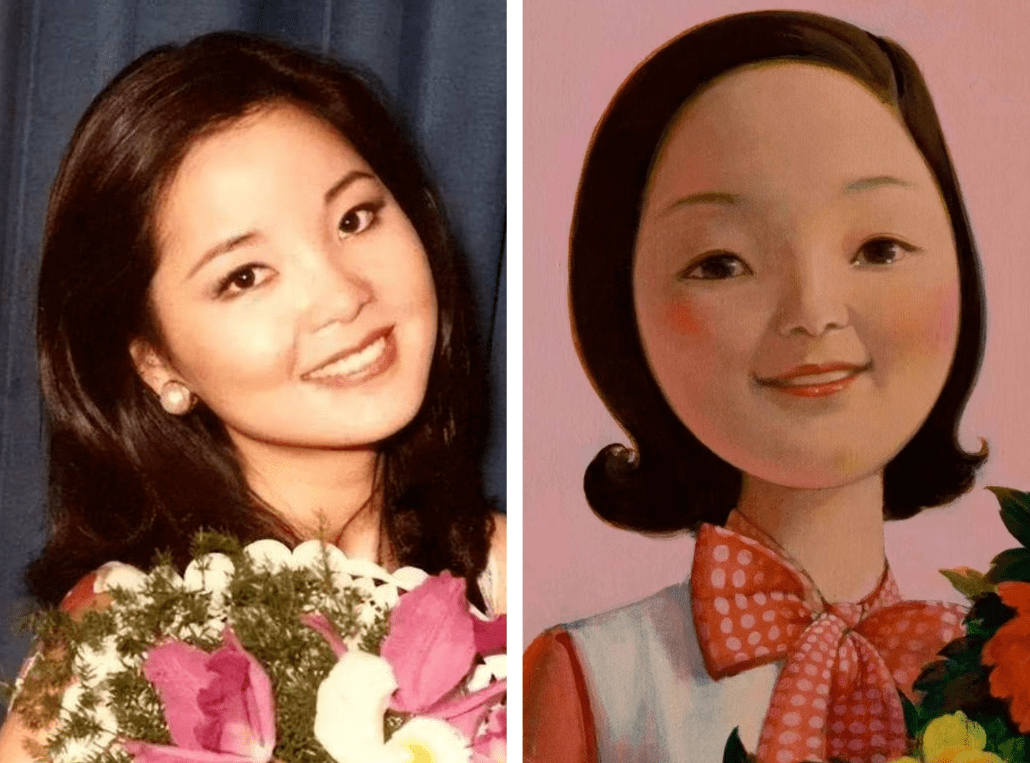 邓丽君画像对比图有人说,刘野这组作品画面美丽,可爱,明亮,很欢乐.