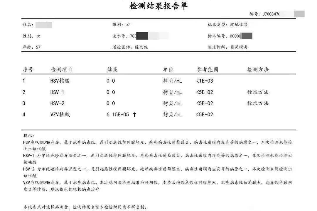 8後經過一段時間的抗病毒抗炎藥物治療南阿姨的右眼視力恢復到0.