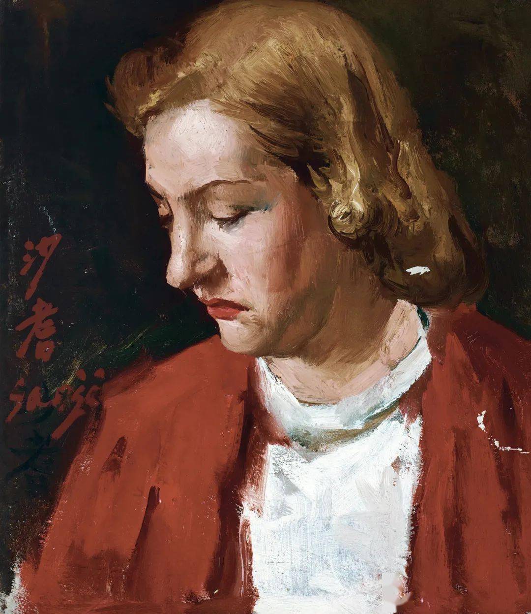 5cm 布面裱纸板油画 1940年代估价:30万-50万元lot 860沙耆《观世音