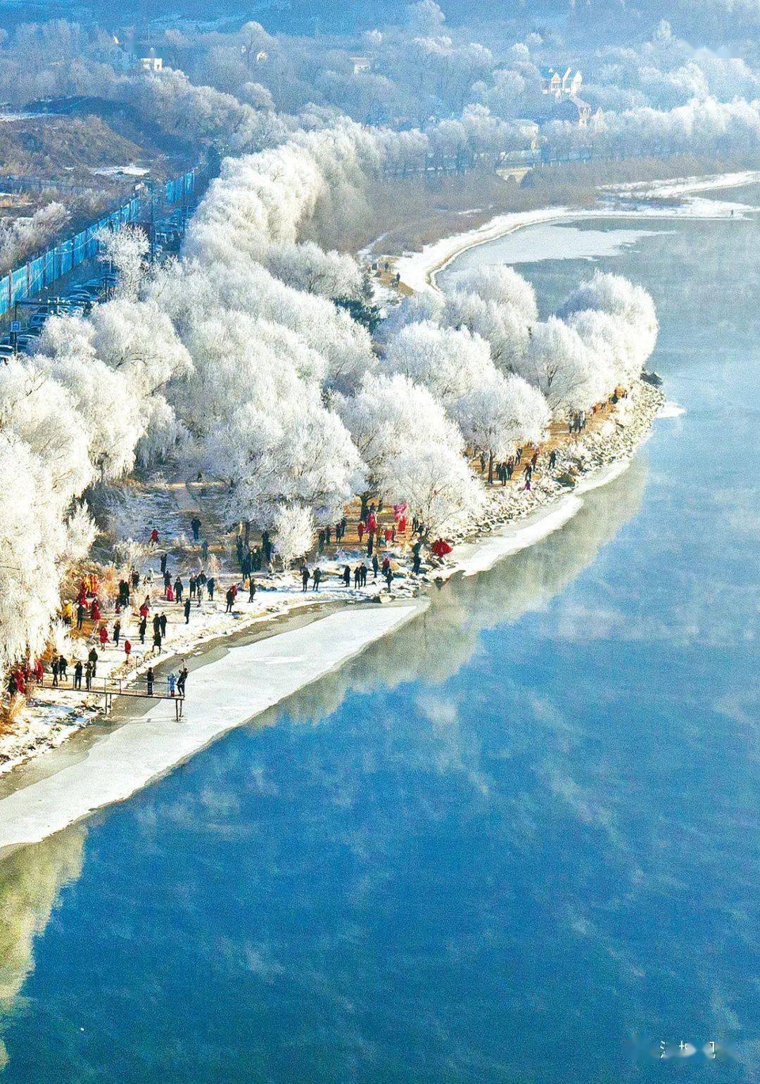 连日的低温降雪,让阿什哈达雾凇观赏带开启仙境模式,为游客带来极佳的