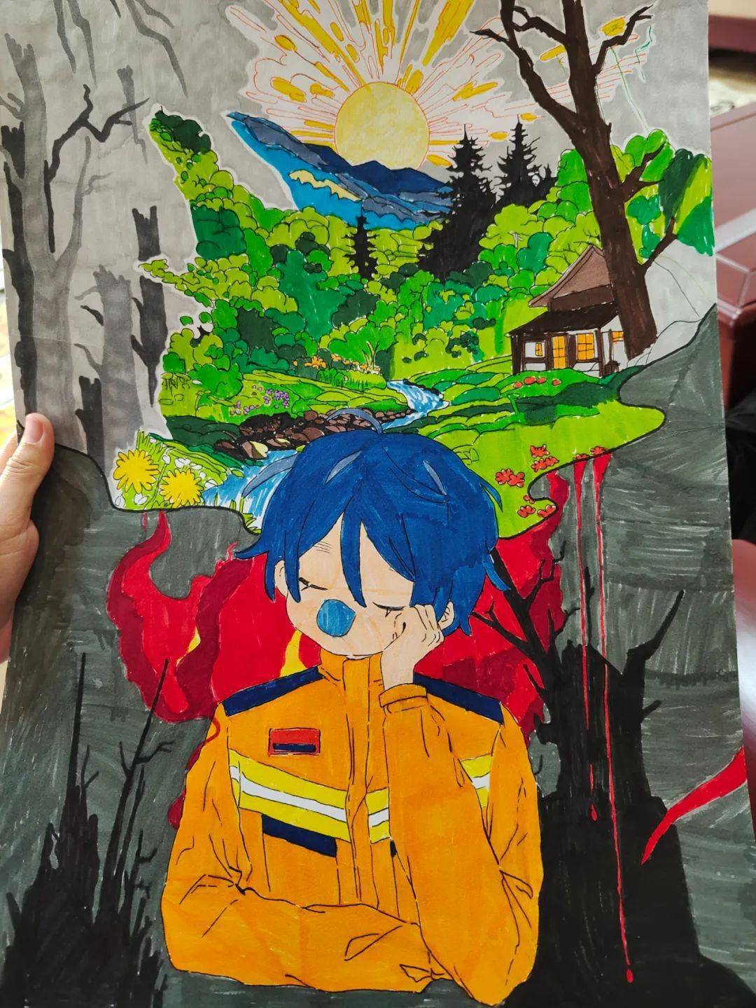 画,童心致敬"火焰蓝"——昌平消防,区教委"心向火焰蓝"儿童文创优秀
