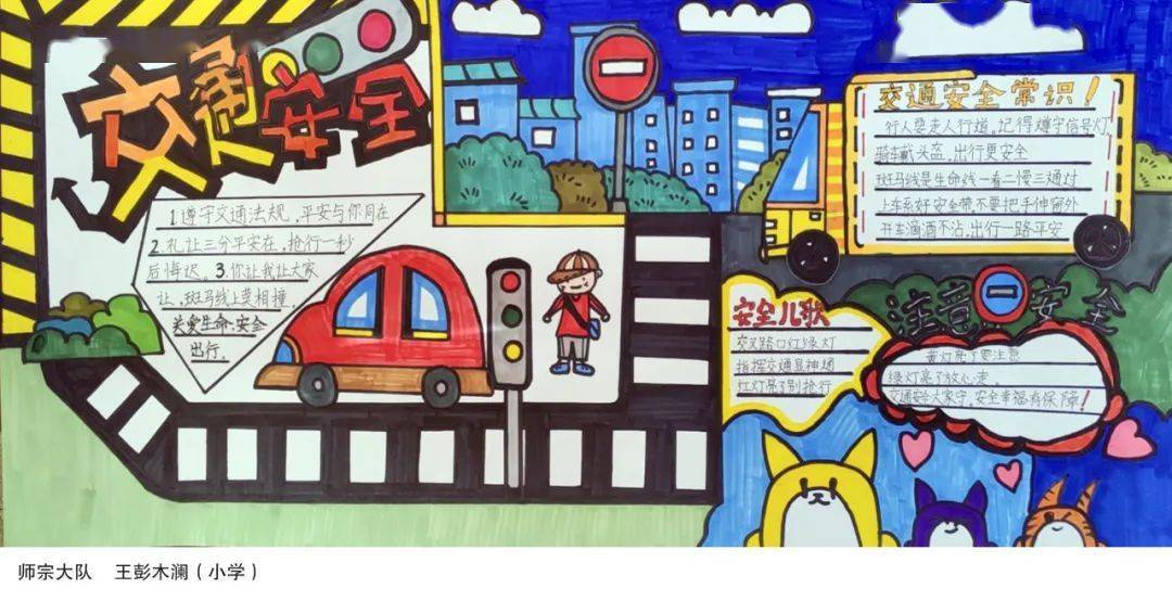 122全国交通安全日丨这些创意交通安全手抄报,等你来点赞(2)_图案