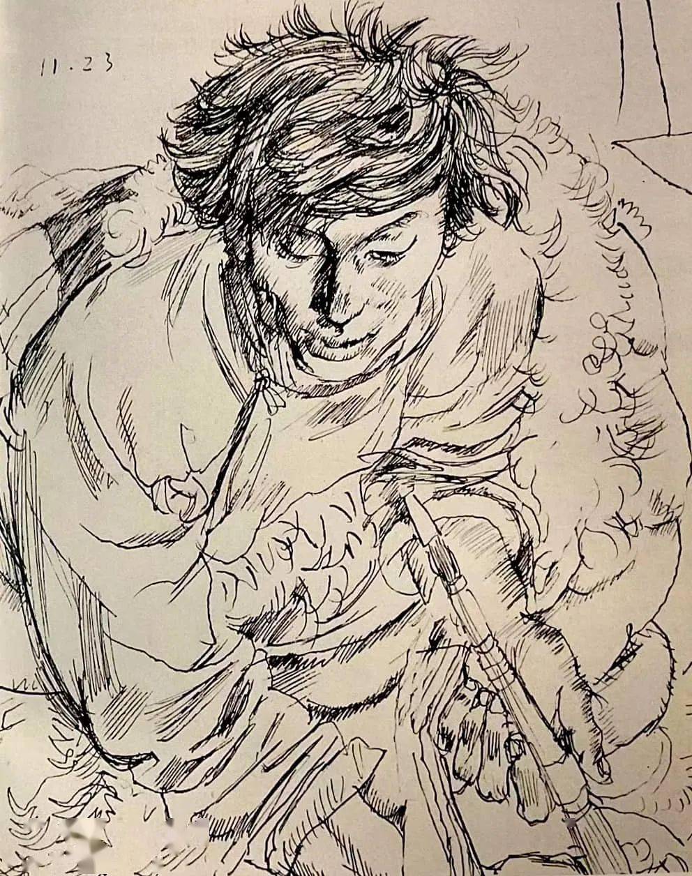 中央美术学院教授,孙景波素描速写!_cm_纸本_钢笔